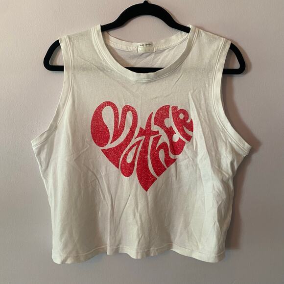 Mother White Sleeveless Strong Silent Type Tank Top Cropped Heart Design Large - Picture 2 of 12